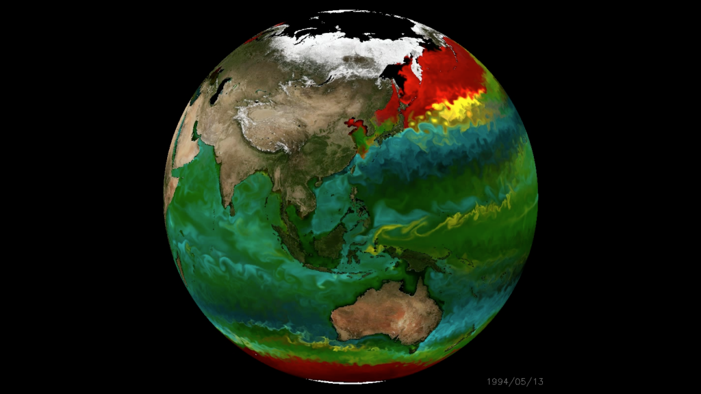 Modeled phytoplankton types on cubed sphere - Image credit: Darwin Project, MIT